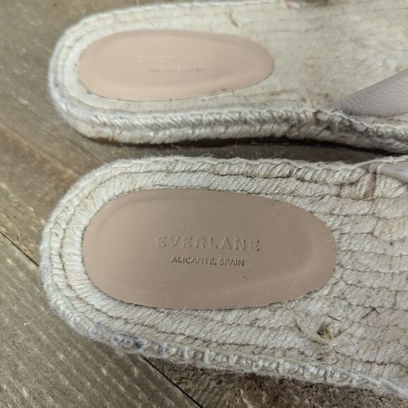 Everlane Leather Espadrille Sandals Size 8 New Flat Jute Sole Beige Minimalist S - Picture 3 of 8